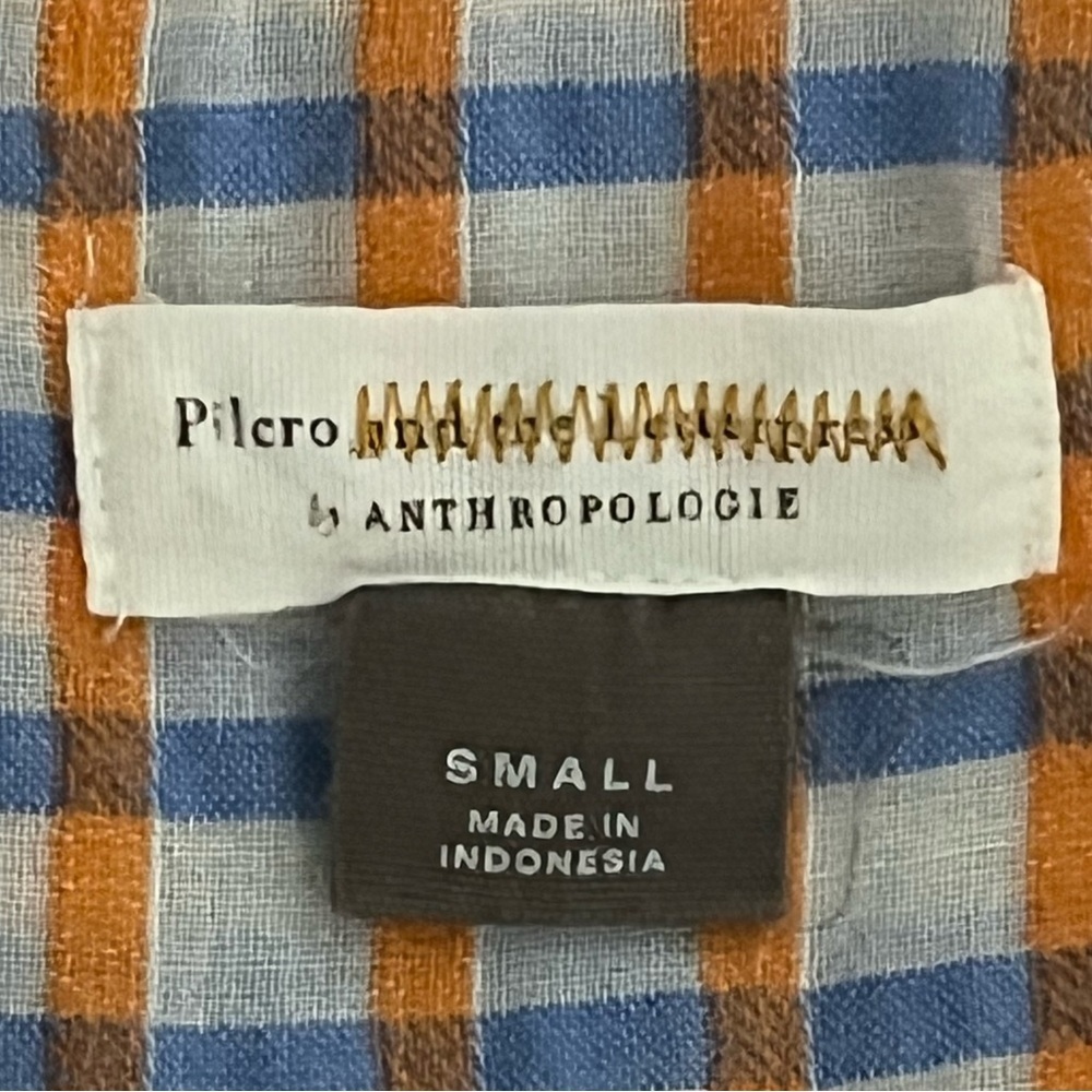 Pilcro Anthro. Serena Surf Casual plaid Henley cap sleeve carefree pullover top - Picture 9 of 12